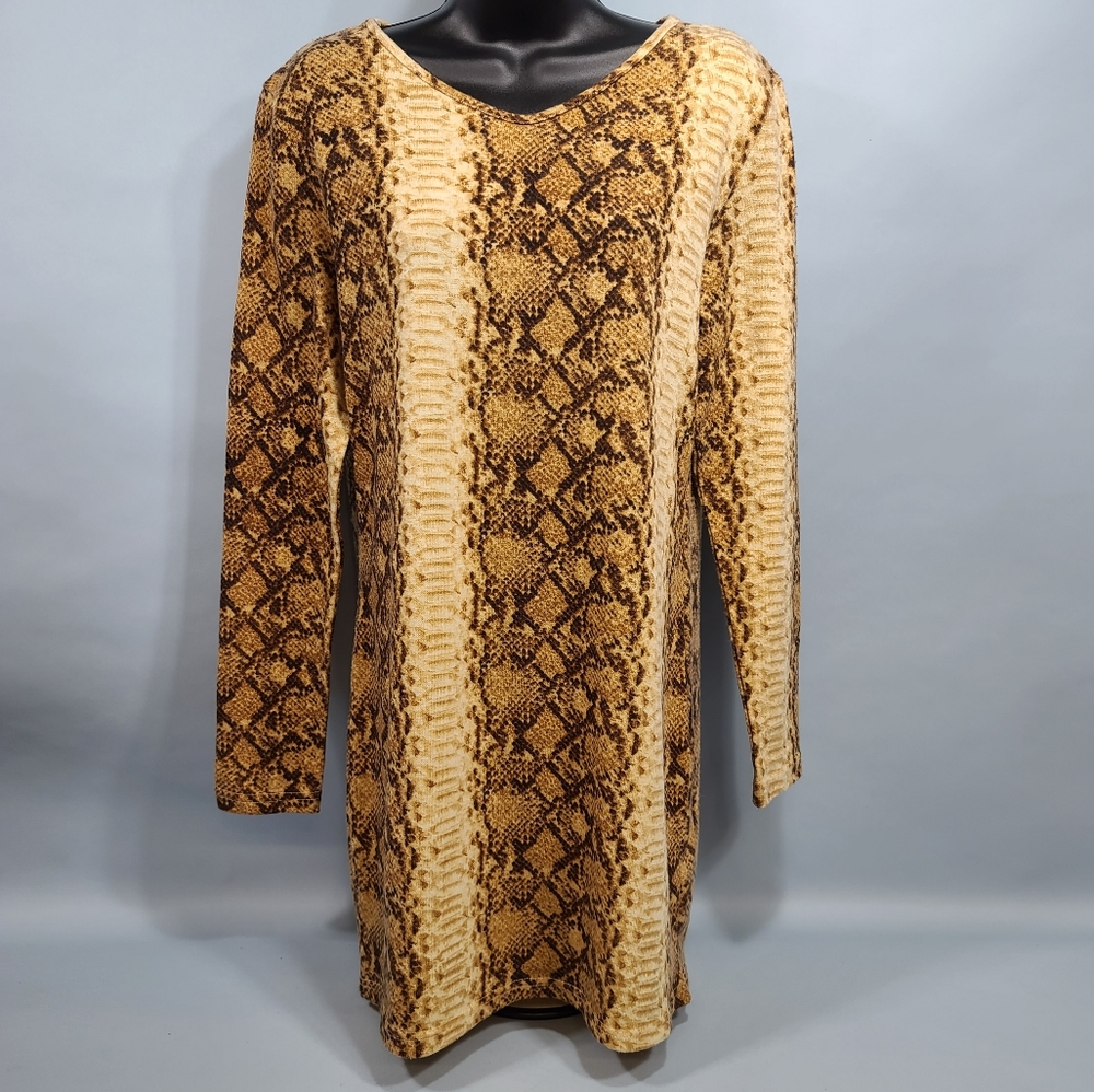 Bacci Snake Skin Print Knit Midi Dress Women's Size Small NWOT